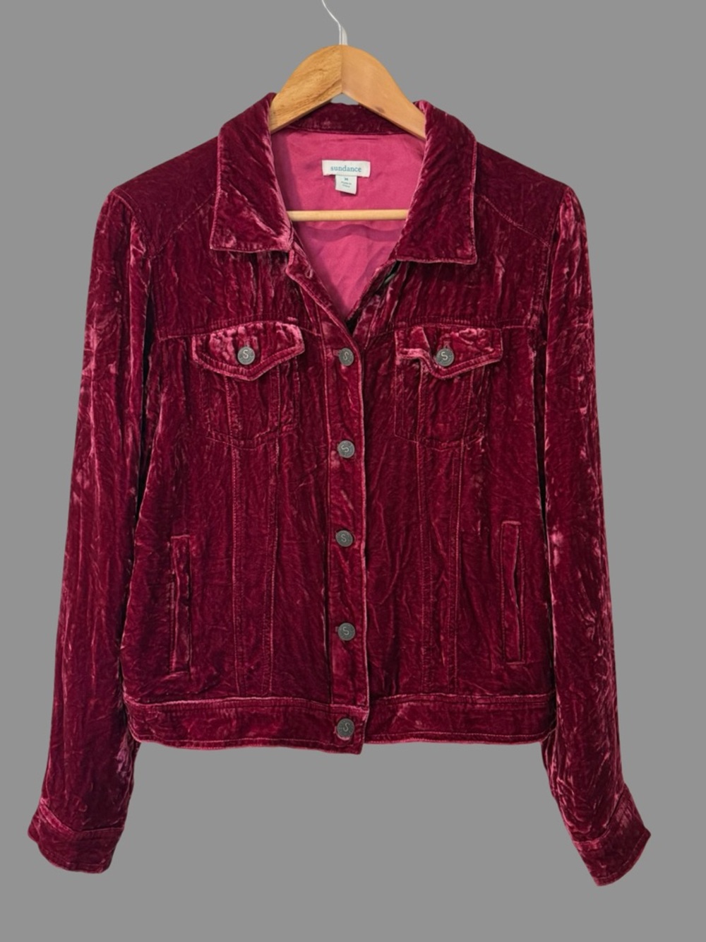 Sundance Purple Silk Blend Velvet Button Up Jacket Holliday Edition M - Picture 2 of 8